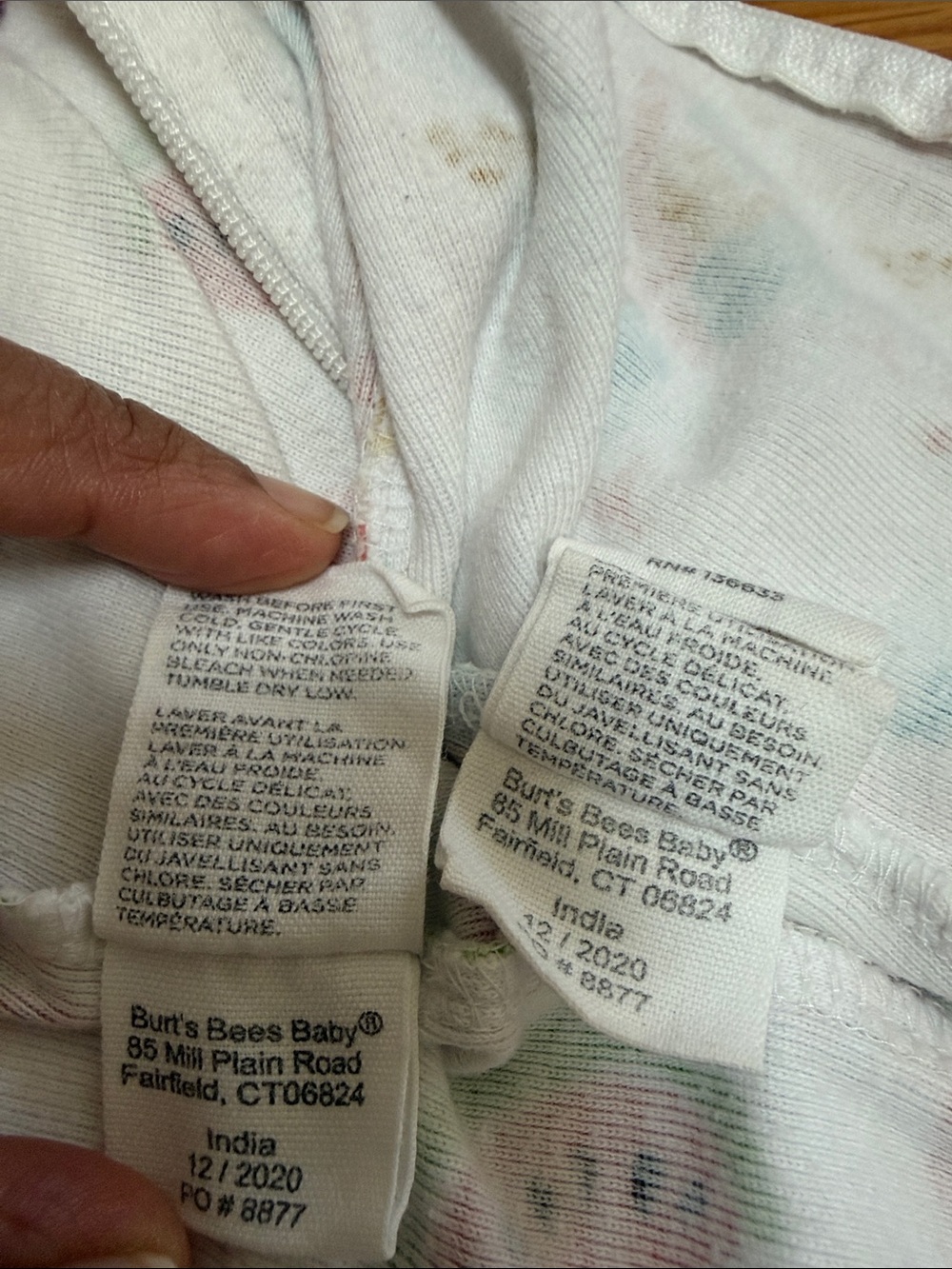 Burt's Bees Baby/Hanes, White Floral, Watermelon, Yellow, One-Piece Pajamas 18M - Picture 5 of 12